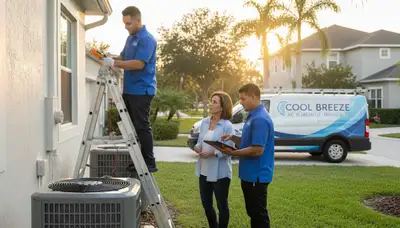 Professional AC repair technician servicing air conditioner unit in Orlando FL