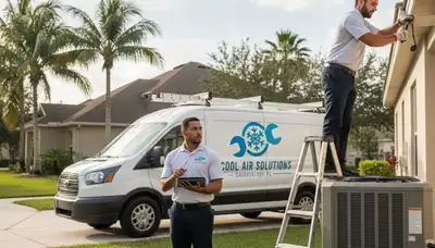 Professional AC repair technician servicing air conditioner unit in Orlando FL home